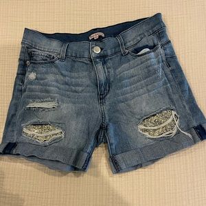 Juicy Couture Rhinestone Bling Denim Shorts EUC Size 8